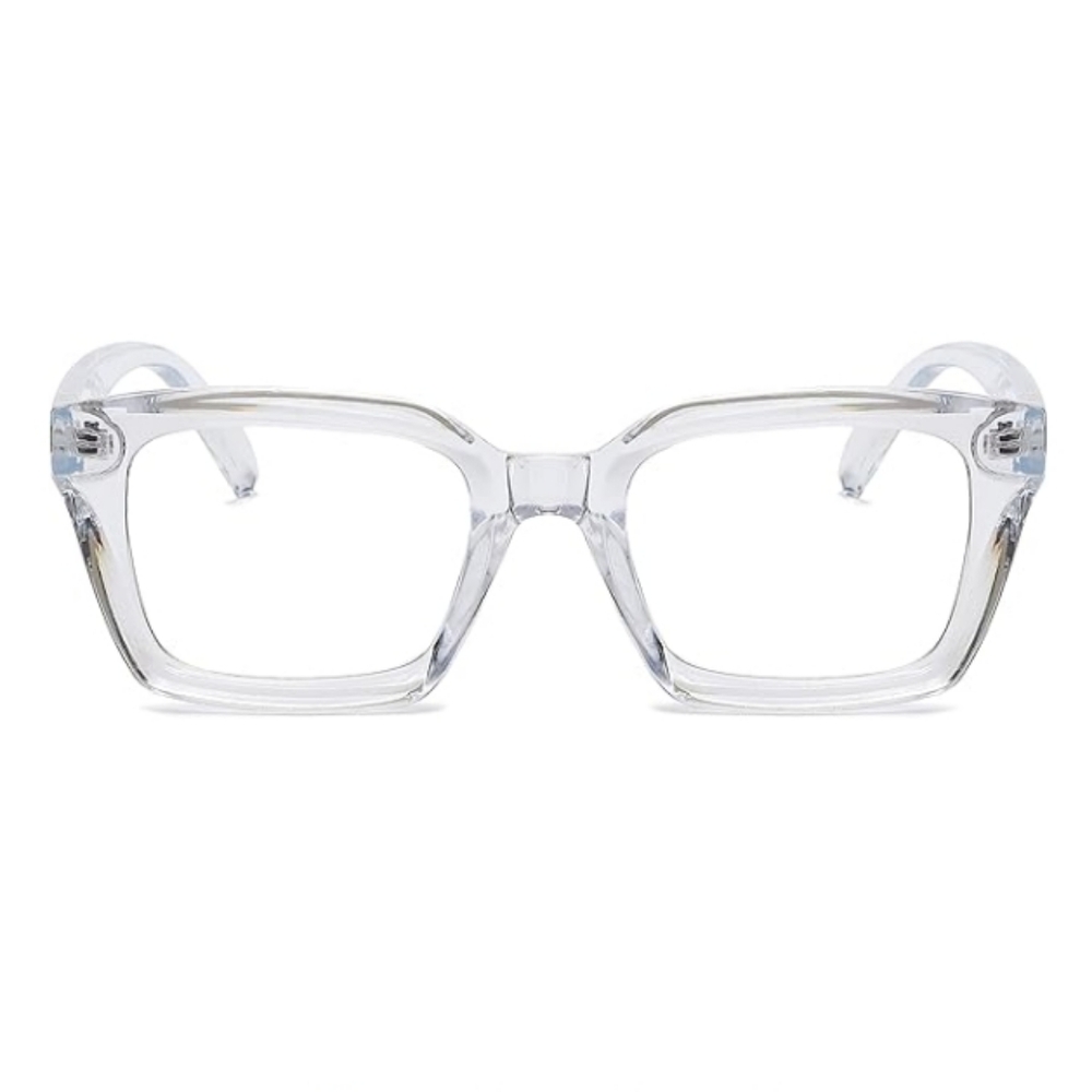 Non Prescription Thick Square Frame Clear Lens Eyeglasses Transparent